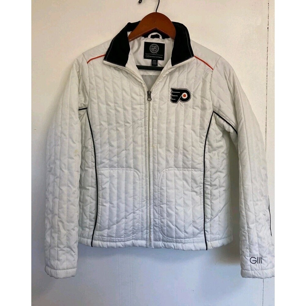 Philadelphia Flyers Jacket Womens S White Hockey Logo Quilted GIII NHL